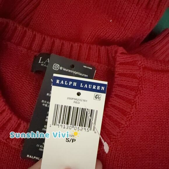 NWT Polo Ralph Lauren Woman Cotton Terrier Dog Red Sweater small - Picture 6 of 6